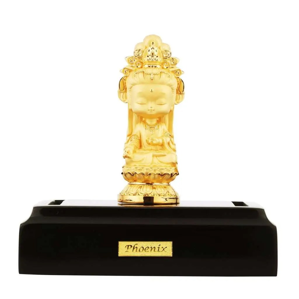 24K Gold Plated Statue Phoenix Metal Chibi Guanyin