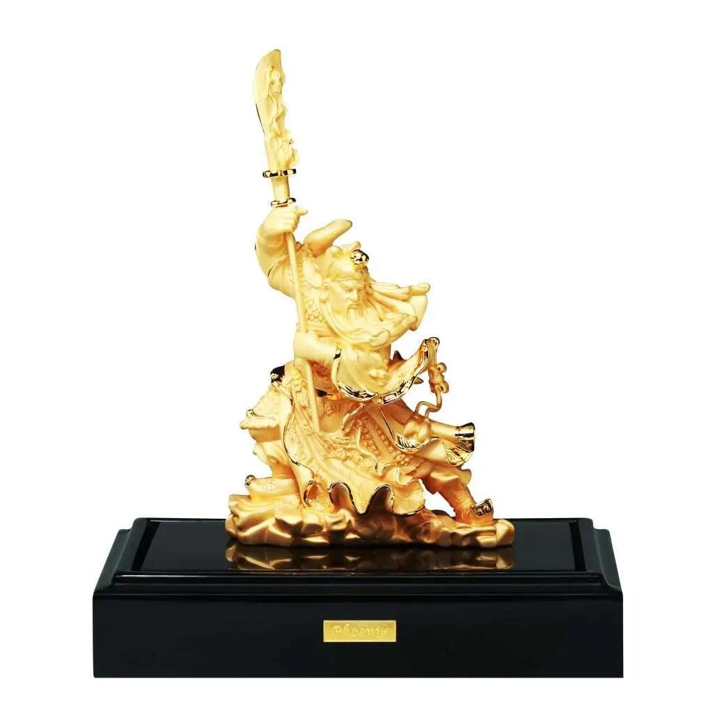 24K Gold Plated Statue Phoenix Metal Guan Yu