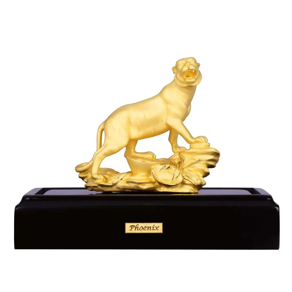 24K Gold Plated Statue Phoenix Metal Chinese Zodiac: Tiger