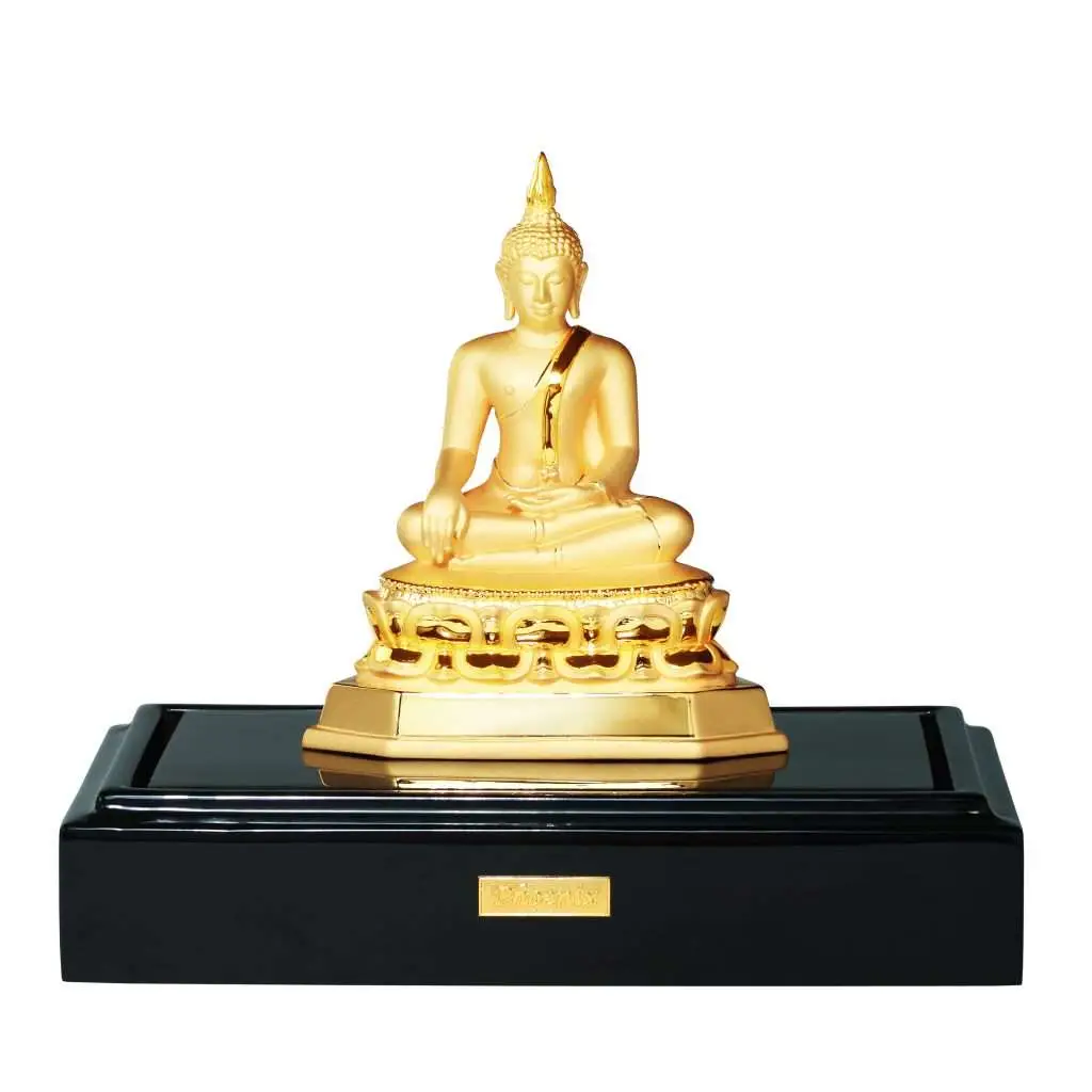 24K Gold Plated Statue Phoenix Metal Sukhothai Buddha Image (3 INCH Lap)
