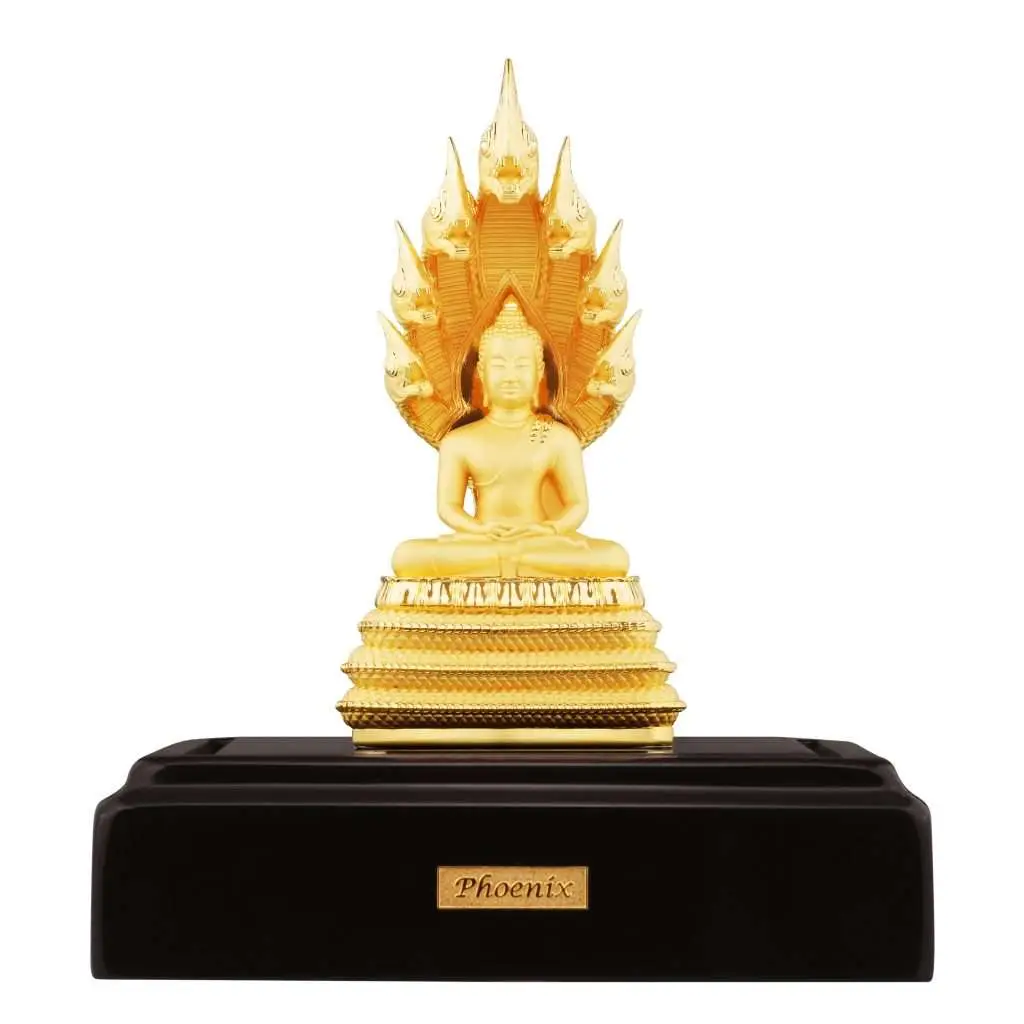 24K Gold Plated Statue Phoenix Metal Naga Buddha (2 INCH Lap)