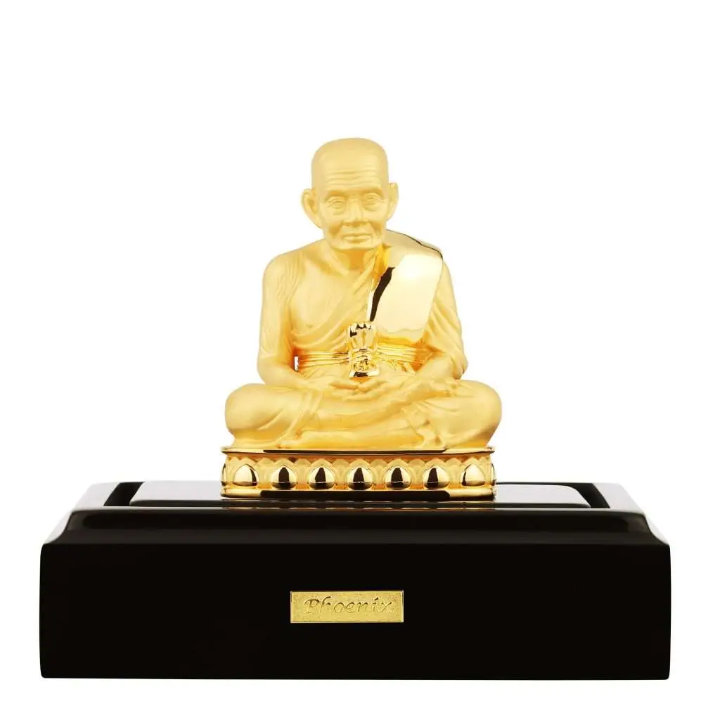 24K Gold Plated Statue Phoenix Metal Luang Pu Thuat with Asana (11 CM Height)