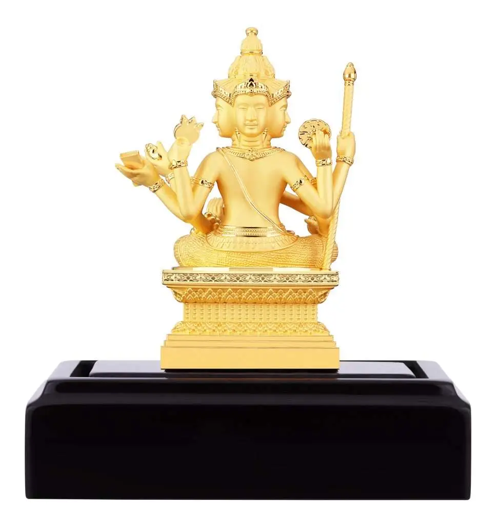 24K Gold Plated Statue Phoenix Metal Bhrama (14 CM Height)