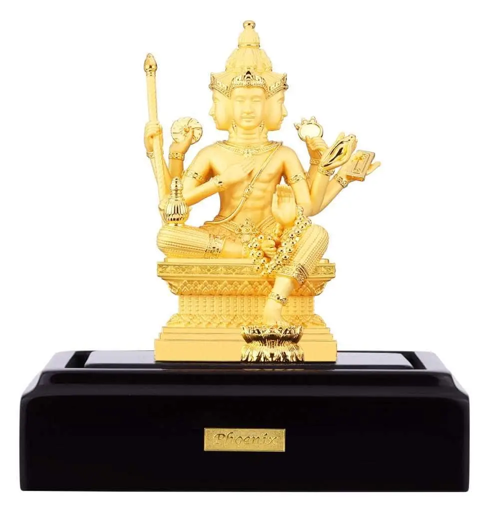 24K Gold Plated Statue Phoenix Metal Bhrama (14 CM Height)