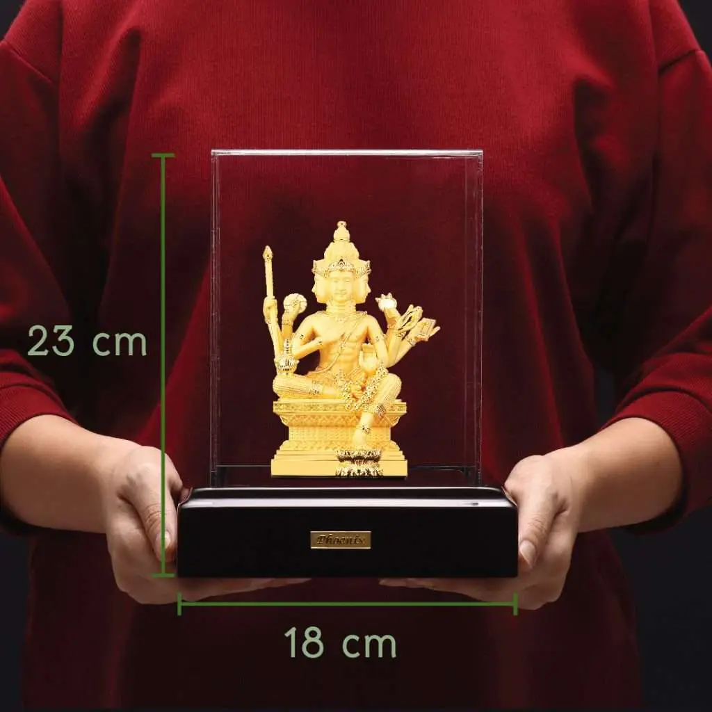 24K Gold Plated Statue Phoenix Metal Bhrama (14 CM Height)