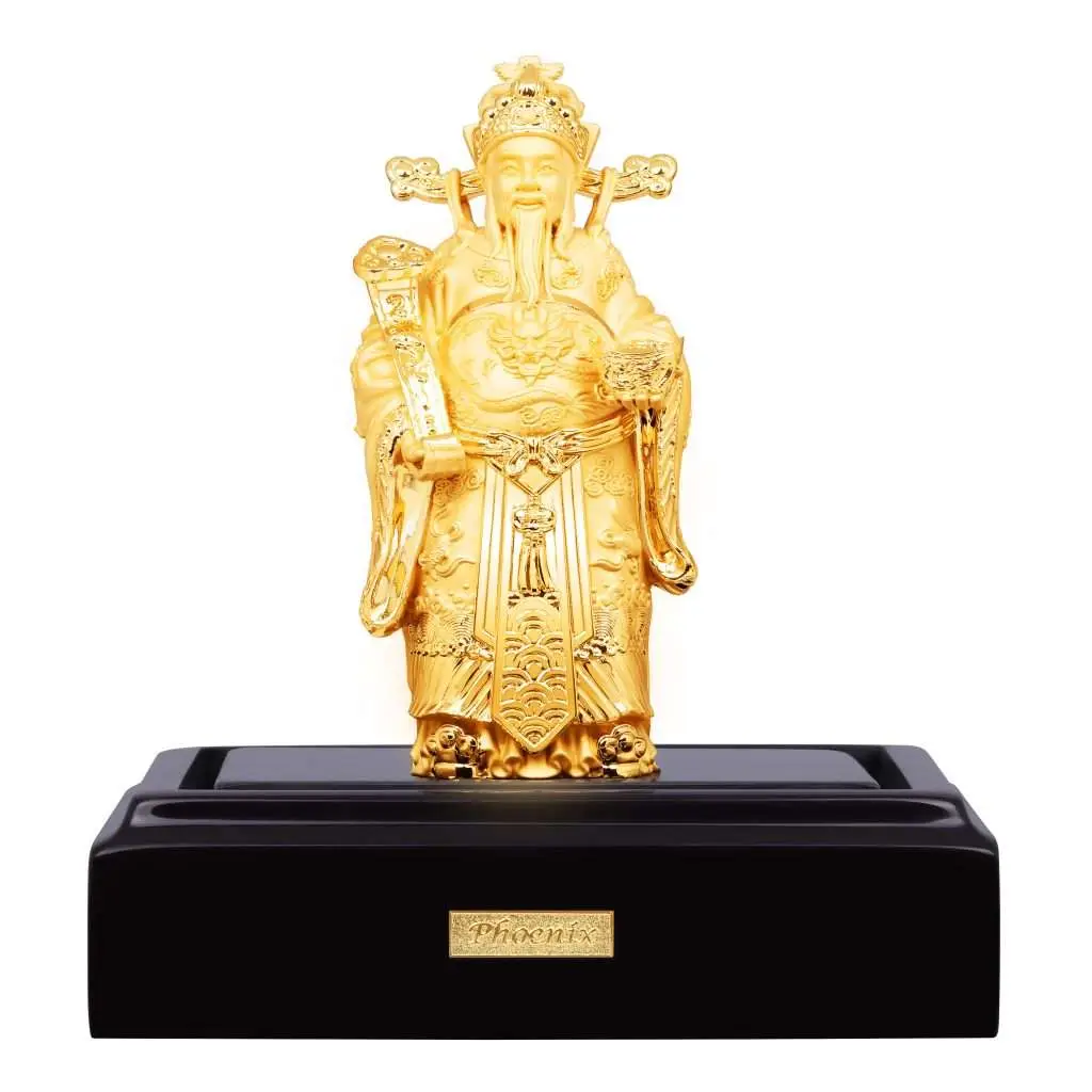 24K Gold Plated Statue Phoenix Metal Caishen God of Wealth (15 CM Height)