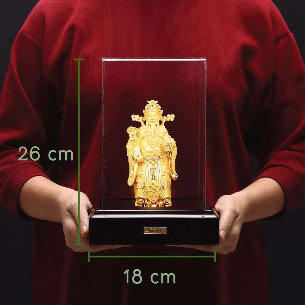 24K Gold Plated Statue Phoenix Metal Caishen God of Wealth (15 CM Height)