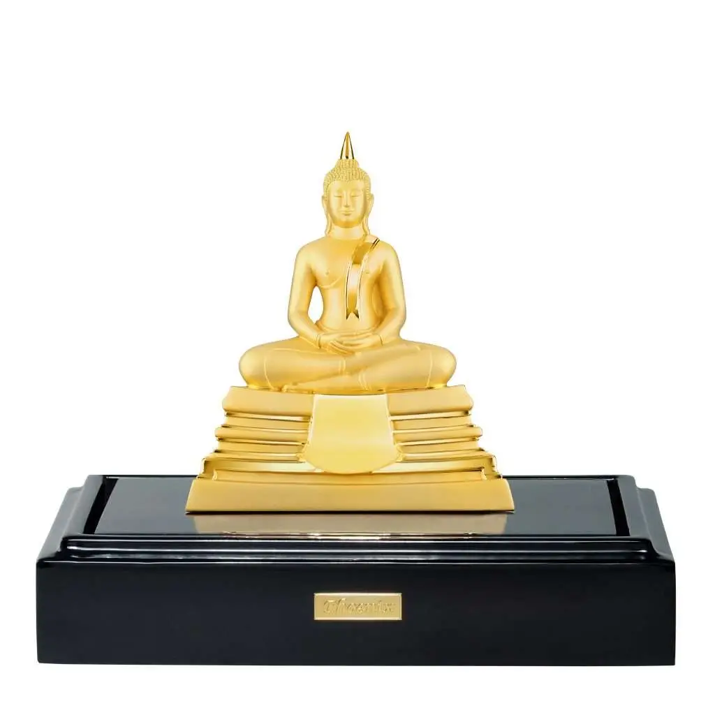 24K Gold Plated Statue Phoenix Metal Luang Por Sothorn with Pedestal (3 INCH Lap)