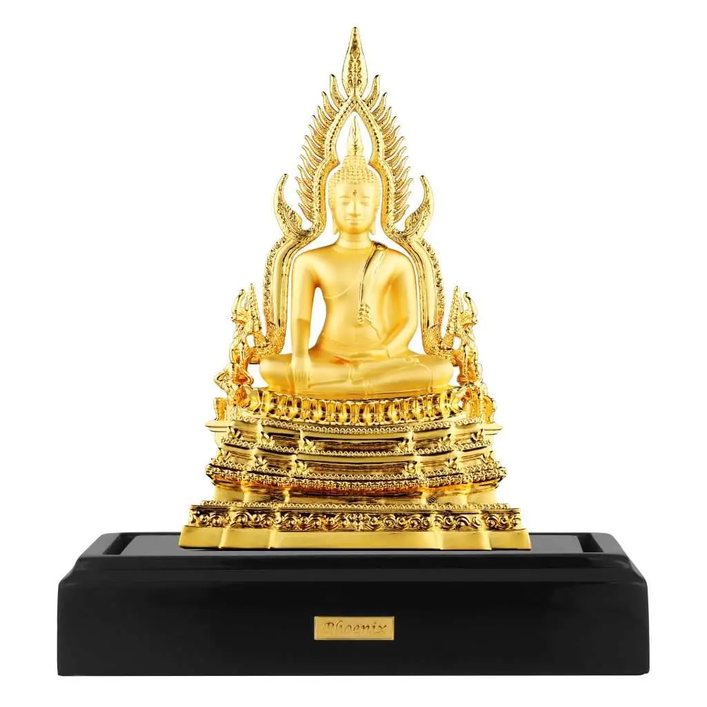 24K Gold Plated Statue Phoenix Metal Phra Budda Chinnarath (3 INCH Lap)