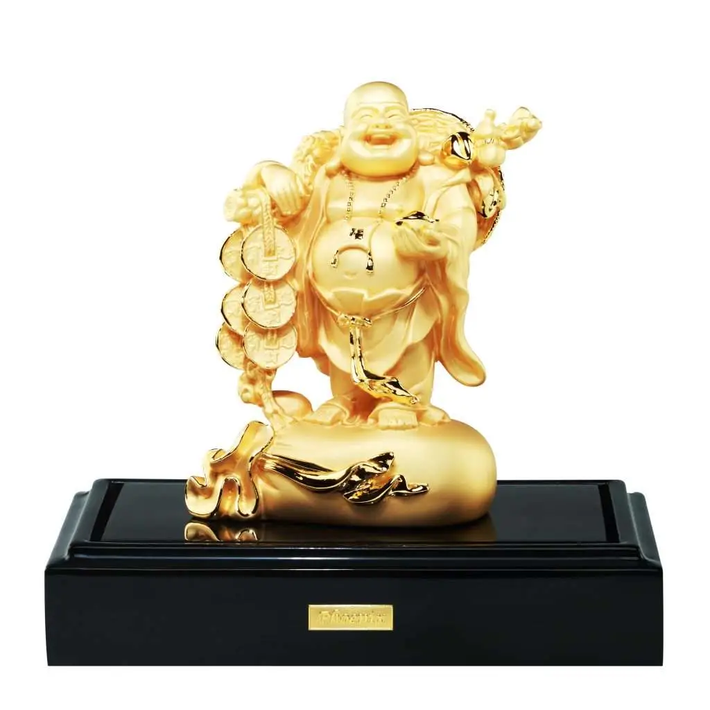 24K Gold Plated Statue Phoenix Metal Wealthy Happy Buddha