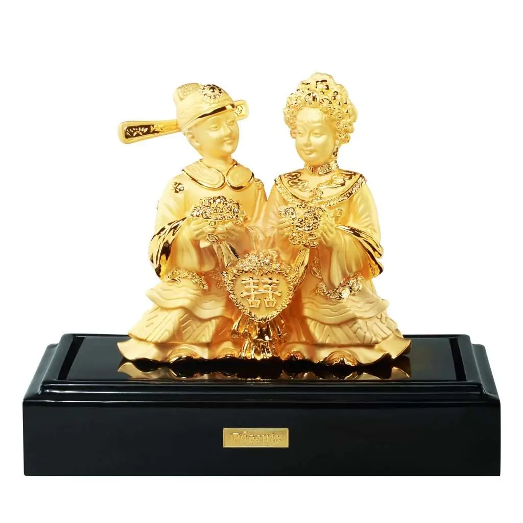 24K Gold Plated Statue Phoenix Metal Gold - Chinese Wedding Couple