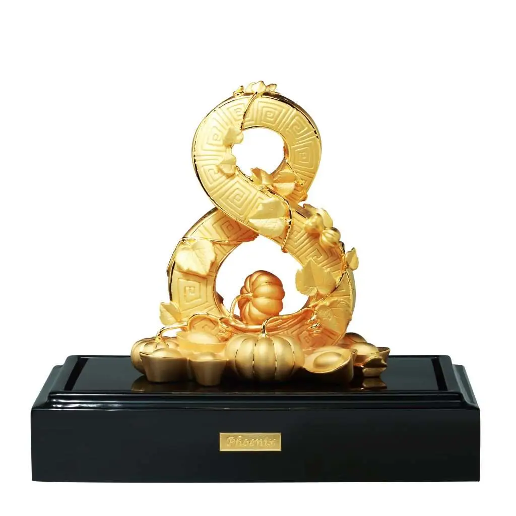 24K Gold Plated Statue Phoenix Metal Gold - Infinite Wealth