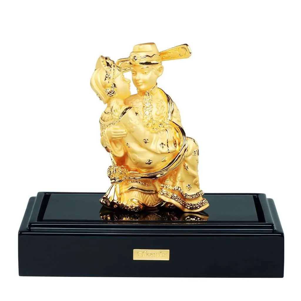 24K Gold Plated Statue Phoenix Metal Gold - Chinese Wedding Couple