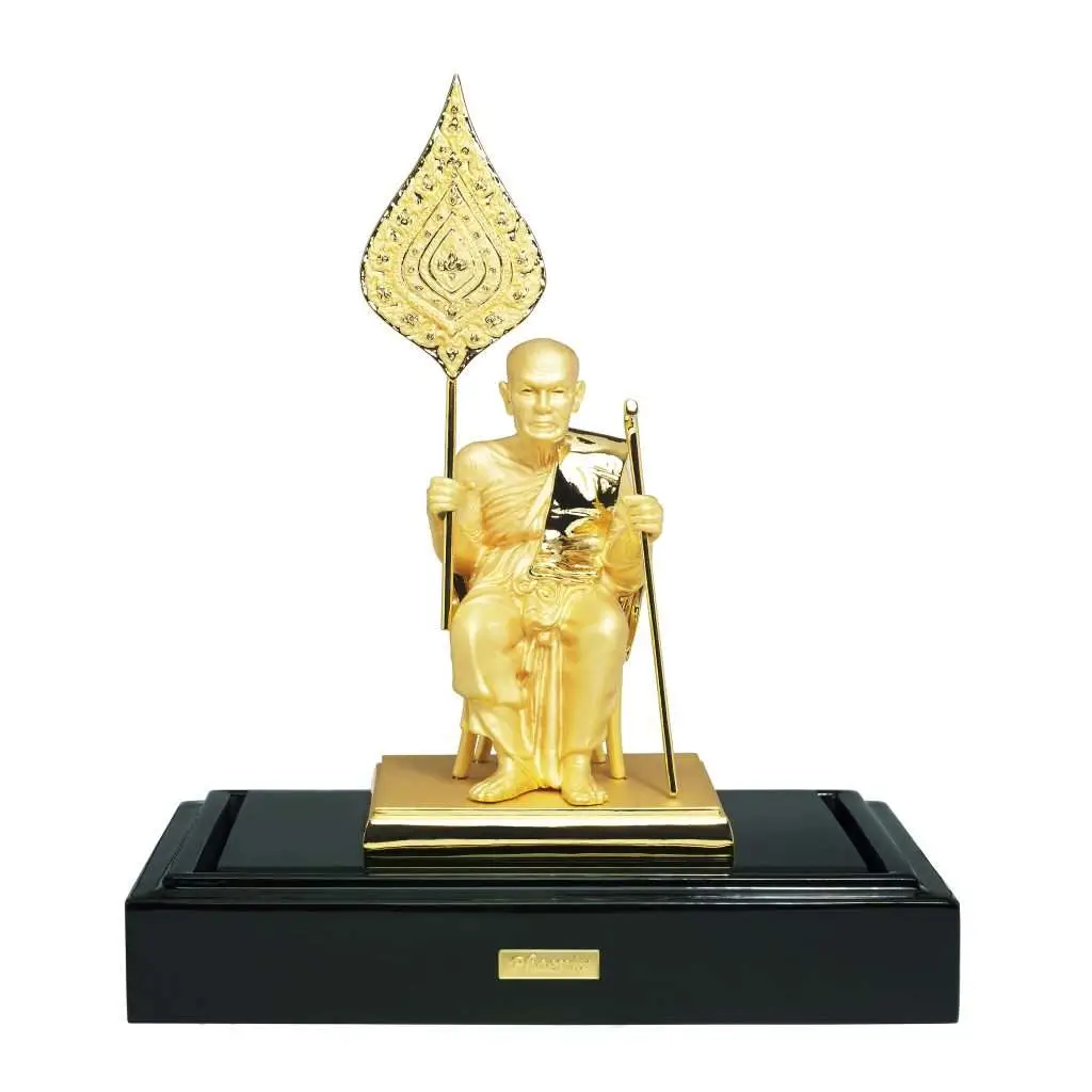 24K Gold Plated Statue Phoenix Metal Luang Pu Chaem (26.5 CM Height)