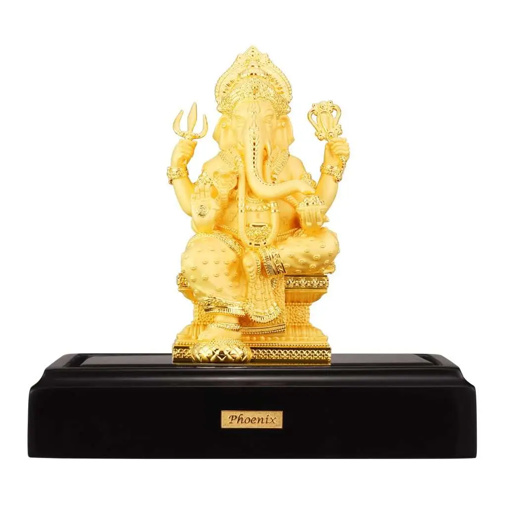 24K Gold Plated Statue Phoenix Metal Ganesha (17 CM Height)