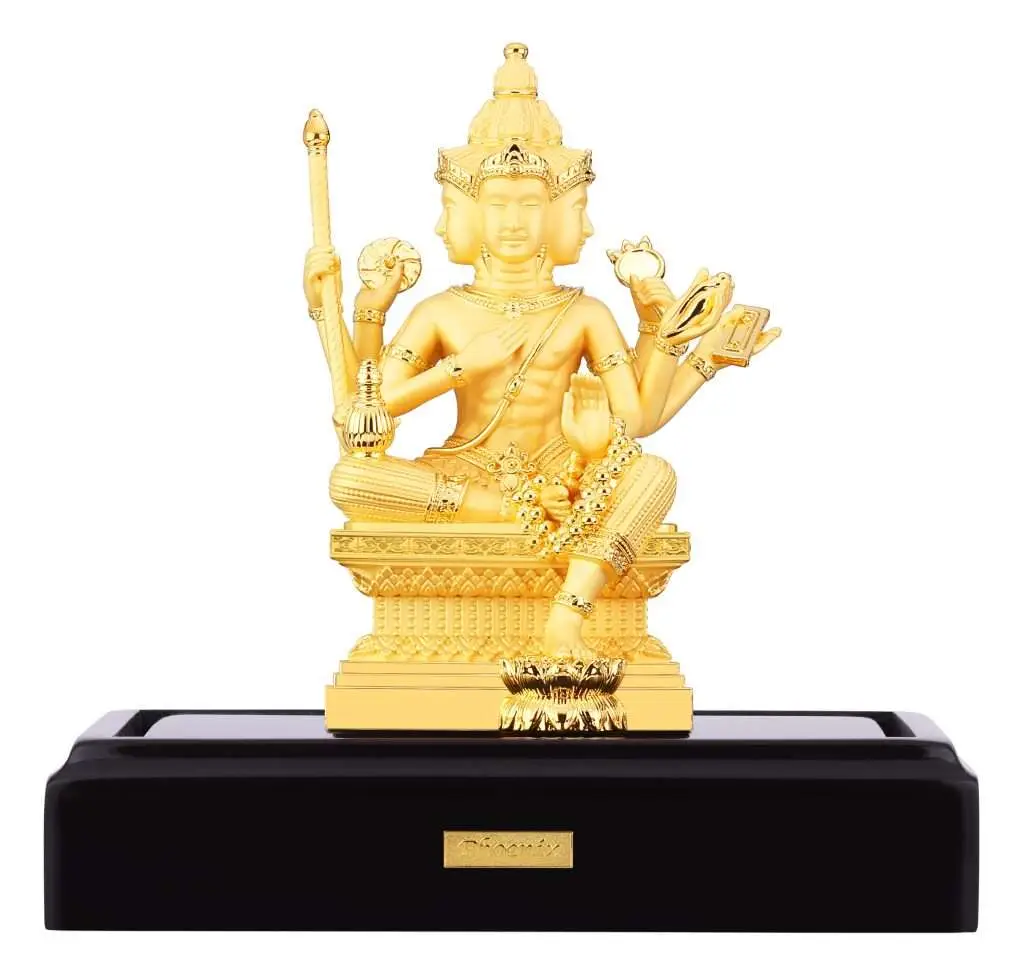 24K Gold Plated Statue Phoenix Metal Bhrama (18 CM Height)