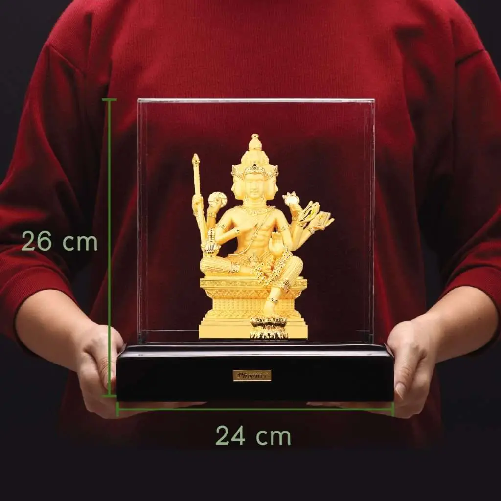 24K Gold Plated Statue Phoenix Metal Bhrama (18 CM Height)