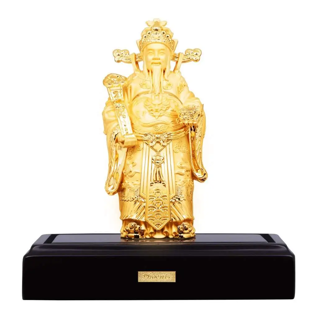 24K Gold Plated Statue Phoenix Metal Caishen God of Wealth (20 CM Height)