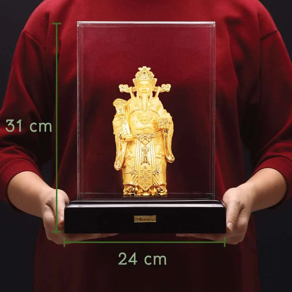 24K Gold Plated Statue Phoenix Metal Caishen God of Wealth (20 CM Height)