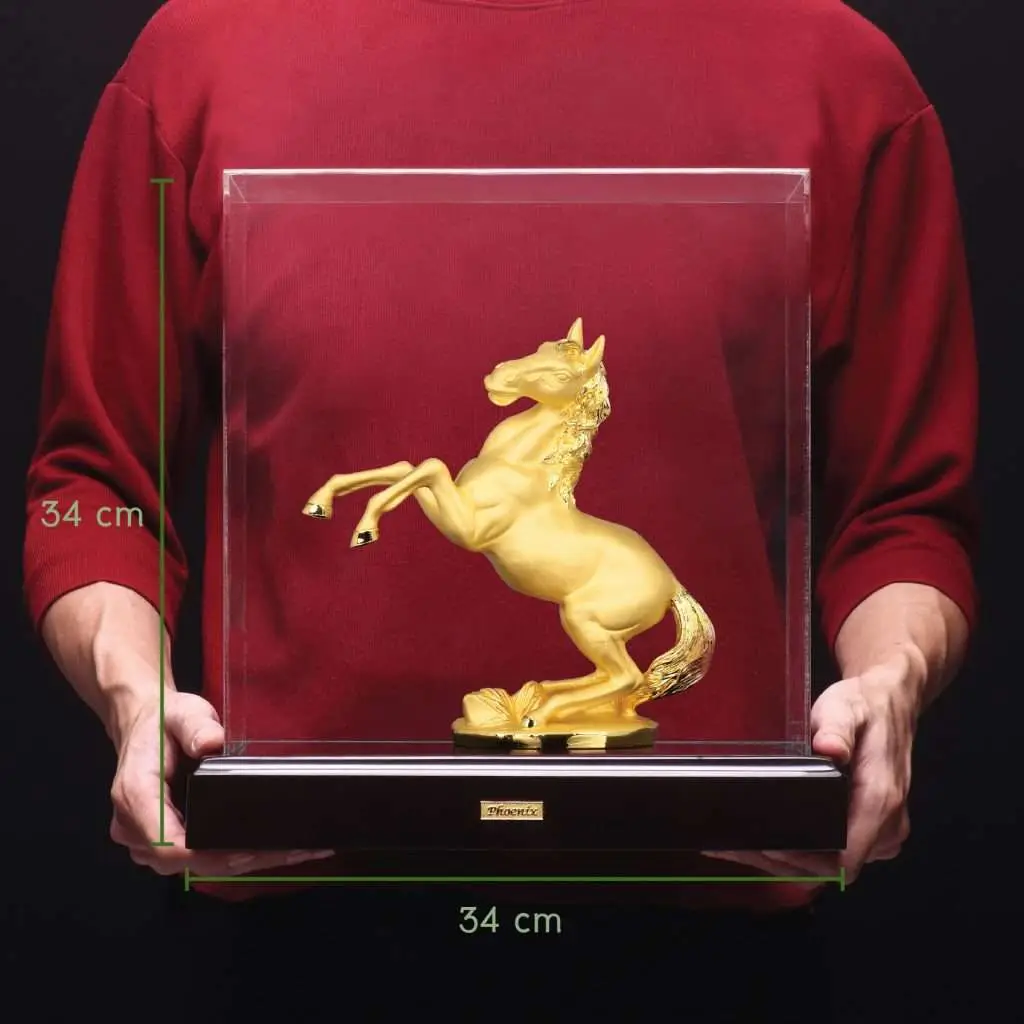 24K Gold Plated Statue Phoenix Metal Heavenly Horse