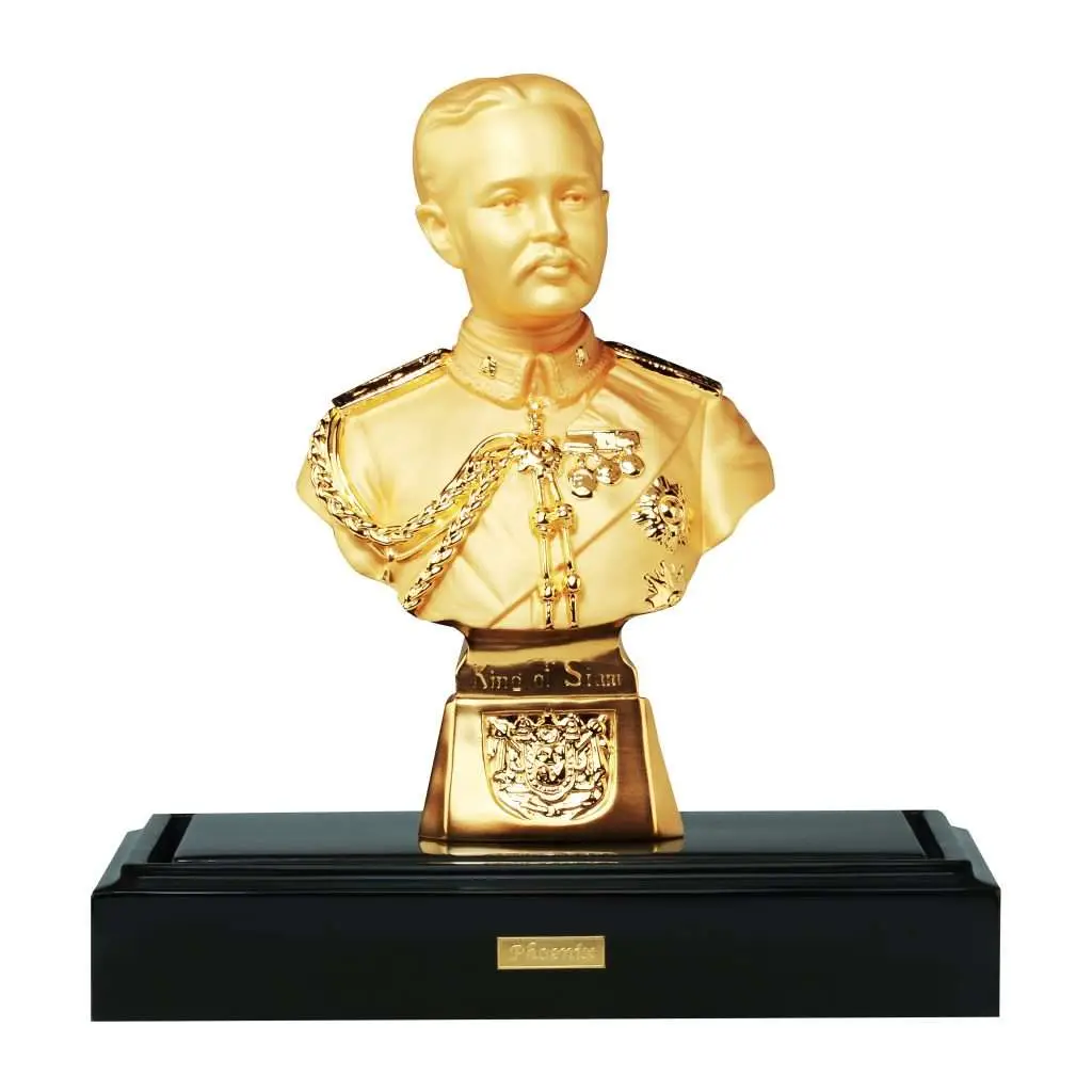24K Gold Plated Statue Phoenix Metal King Rama V