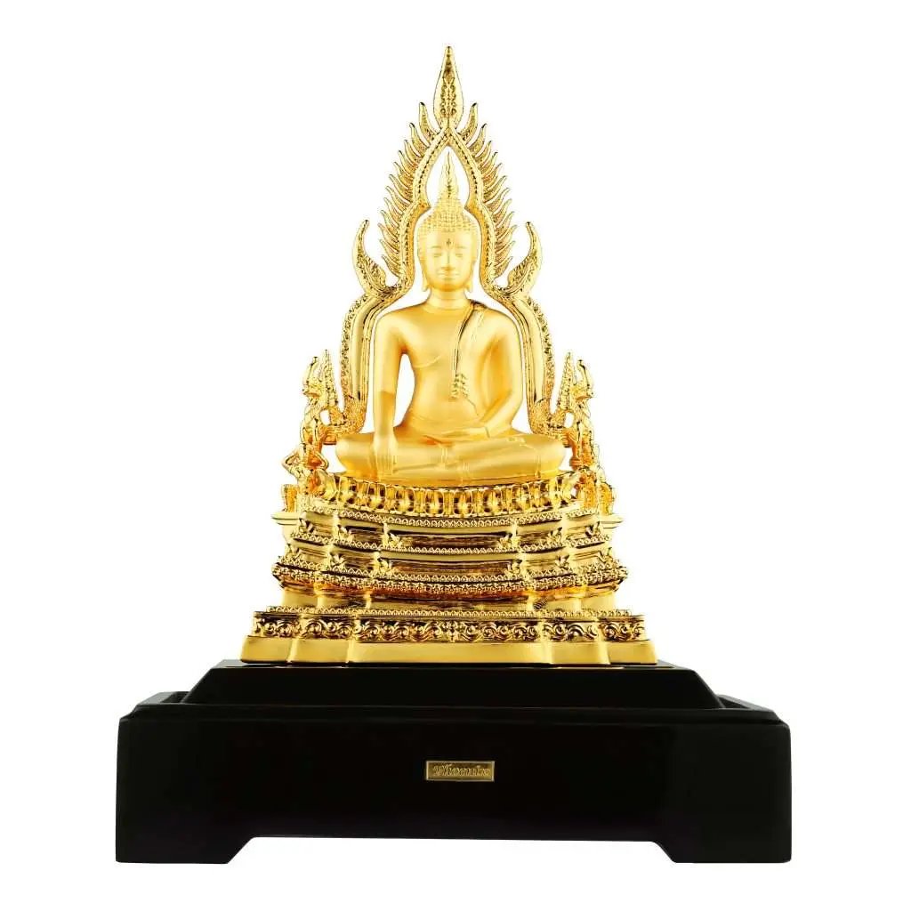 24K Gold Plated Statue Phoenix Metal Phra Budda Chinnarath (5 INCH Lap)