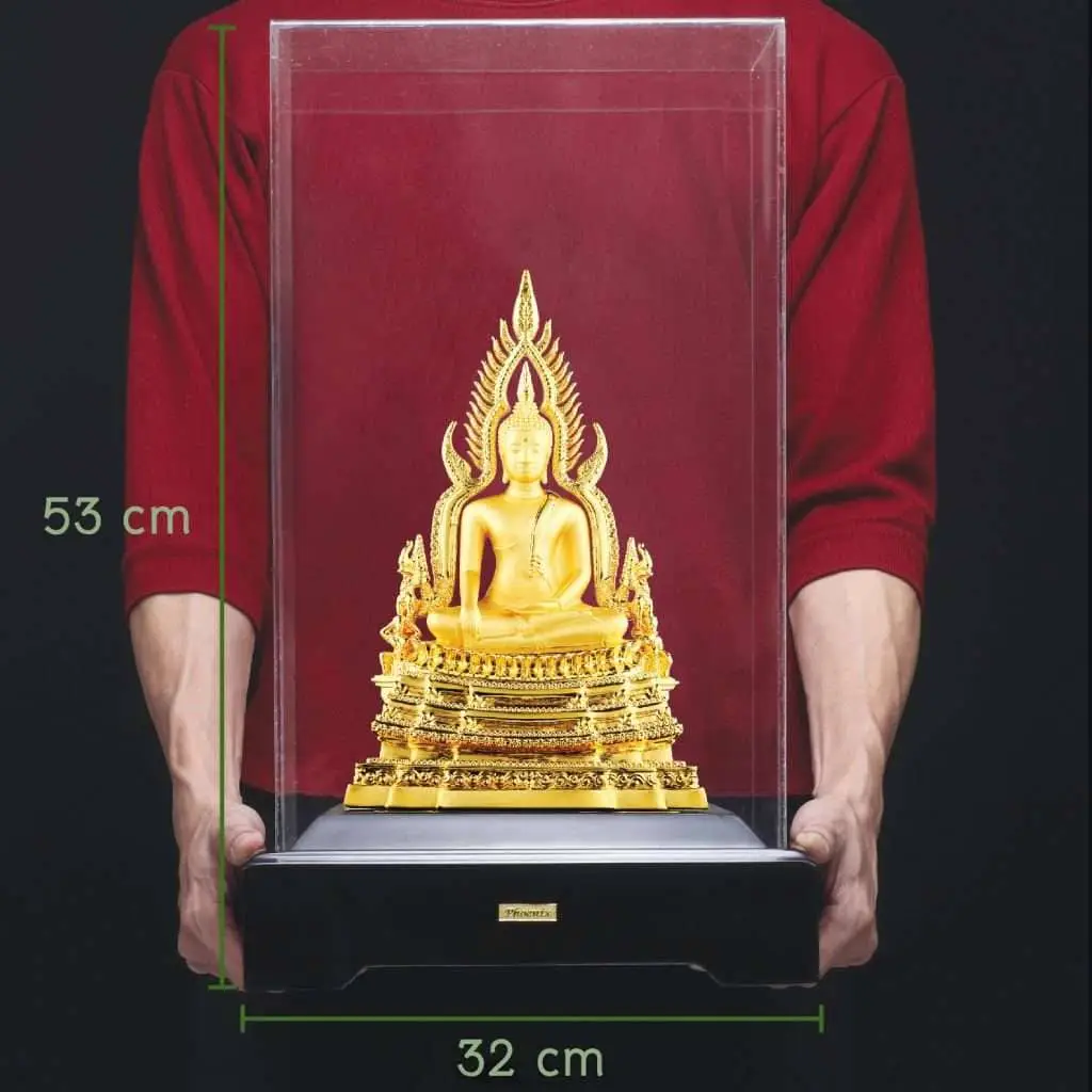 24K Gold Plated Statue Phoenix Metal Phra Budda Chinnarath (5 INCH Lap)