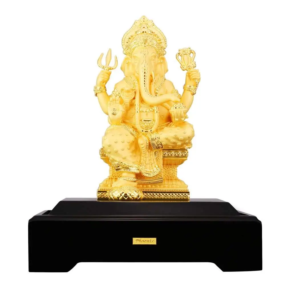 24K Gold Plated Statue Phoenix Metal Ganesha (28 CM Height)