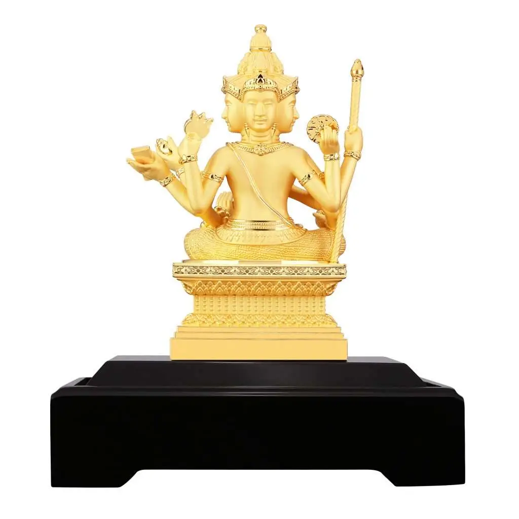 24K Gold Plated Statue Phoenix Metal Bhrama (27 CM Height)