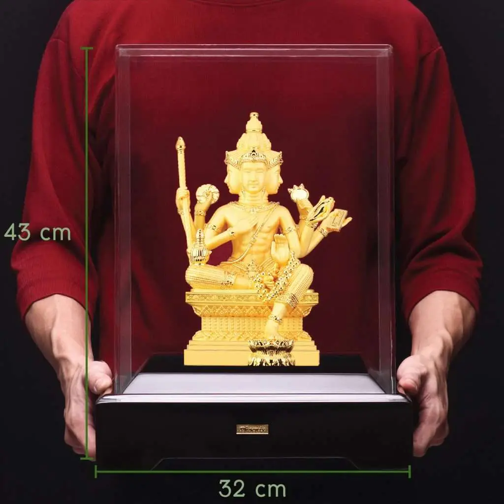 24K Gold Plated Statue Phoenix Metal Bhrama (27 CM Height)