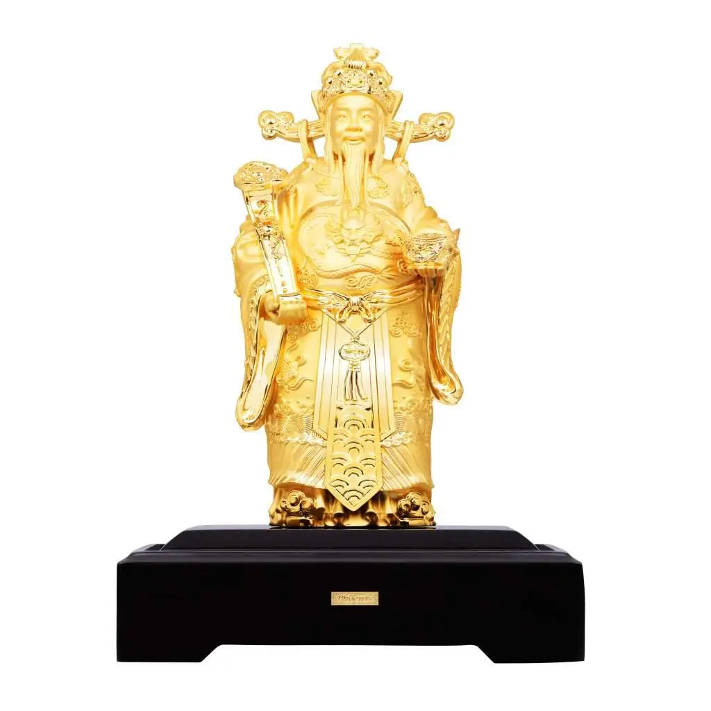 24K Gold Plated Statue Phoenix Metal Caishen God of Wealth (36 CM Height)