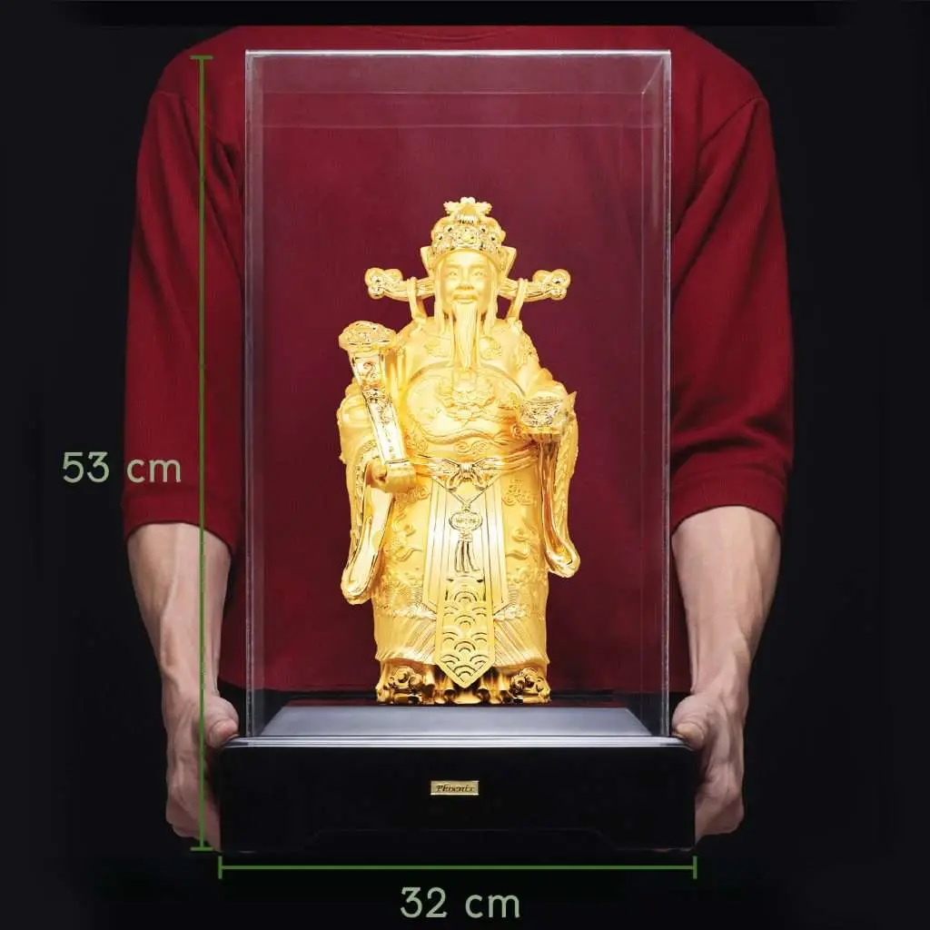 24K Gold Plated Statue Phoenix Metal Caishen God of Wealth (36 CM Height)