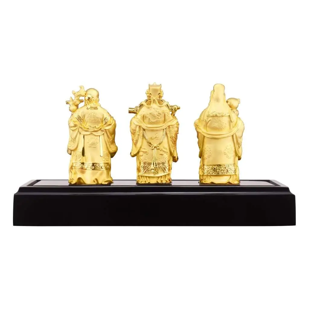 24K Gold Plated Statue Phoenix Metal Fu Lu Shou (11 CM Height)