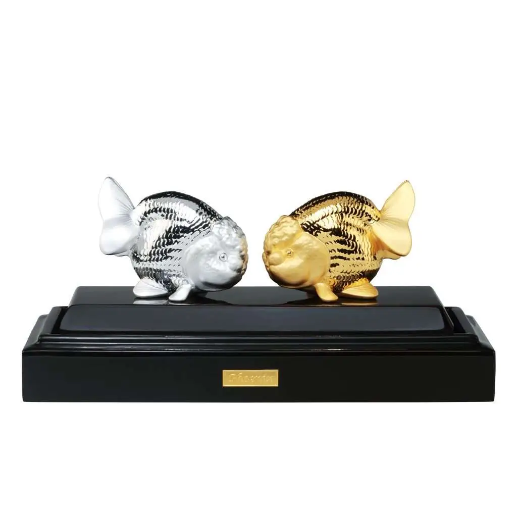 24K Gold Plated Statue Phoenix Metal Gold - Gold - Silver Fish
