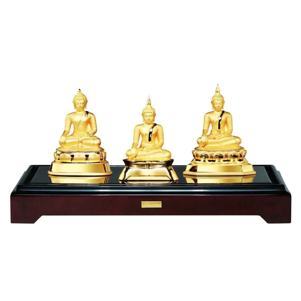 24K Gold Plated Statue Phoenix Metal 3 Eras Buddha Image (3 INCH Lap)