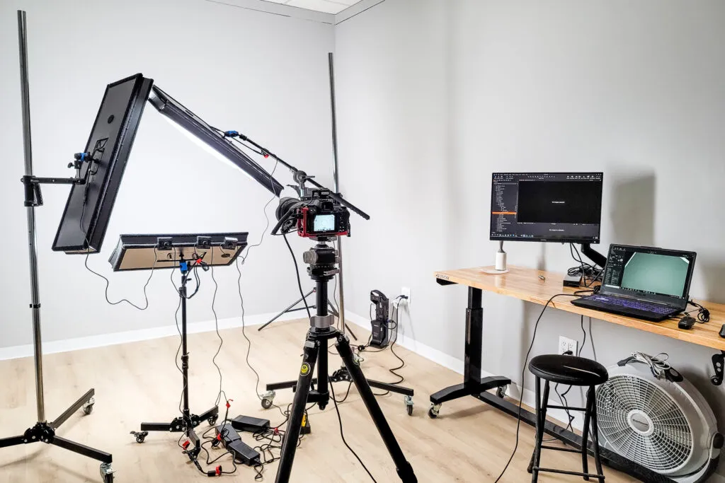 Creative studio A setup with tether table, and constant lights