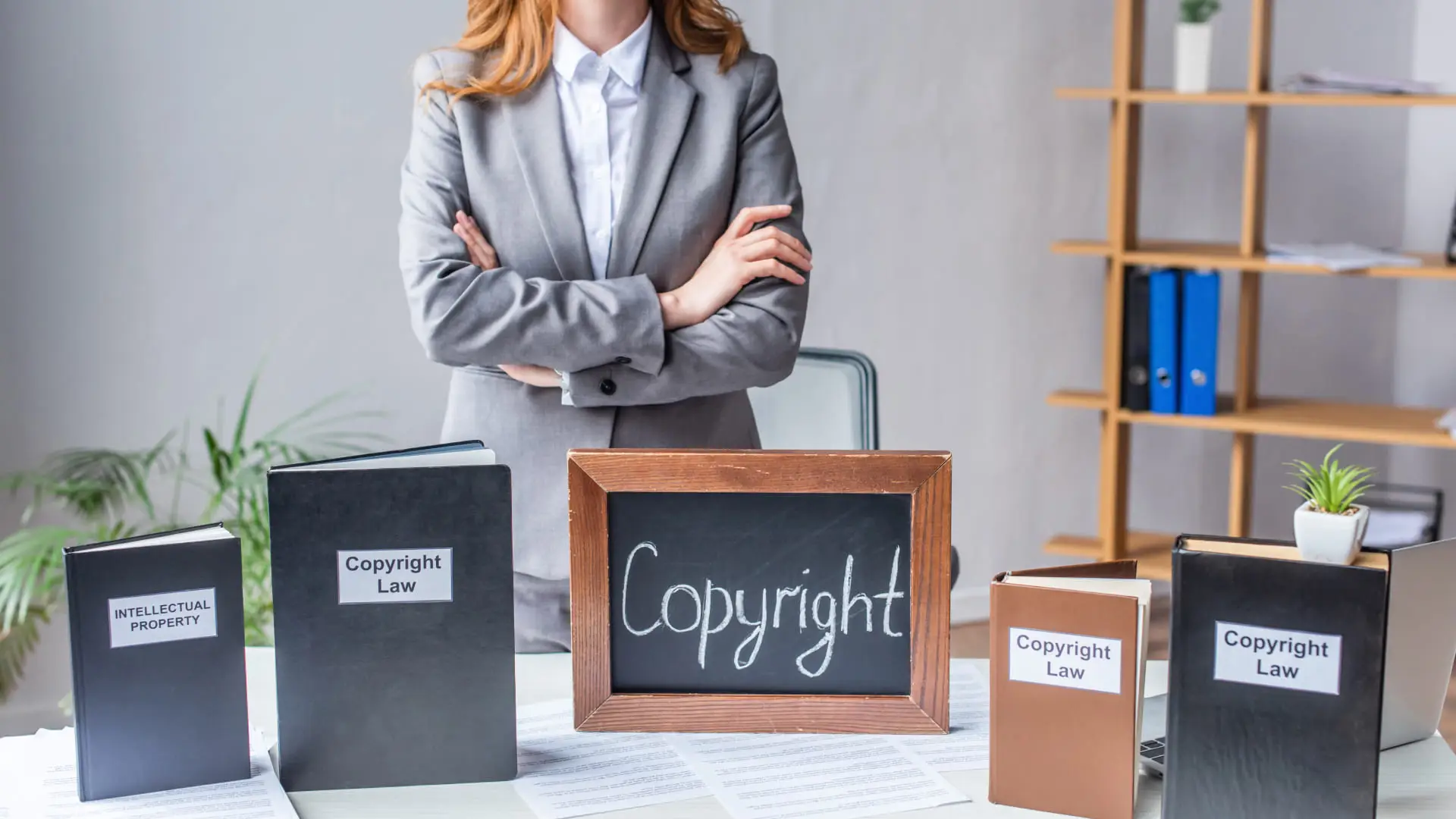 Copyright law books and intellectual property documents for legal protection