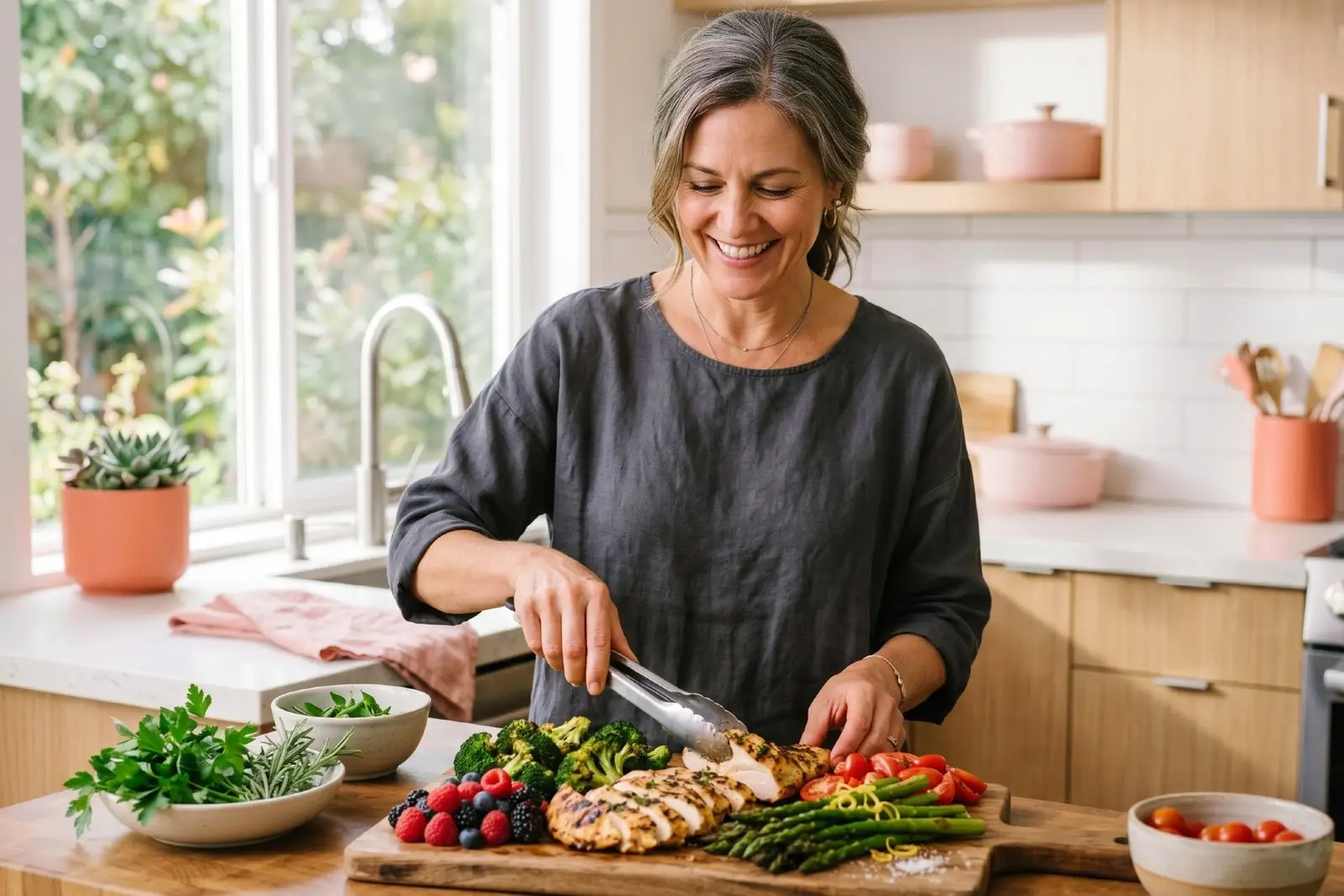 the weight loss diet with real results what actually works for women 01 Woman preparing a healthy weight loss diet meal with lean protein and vegetables