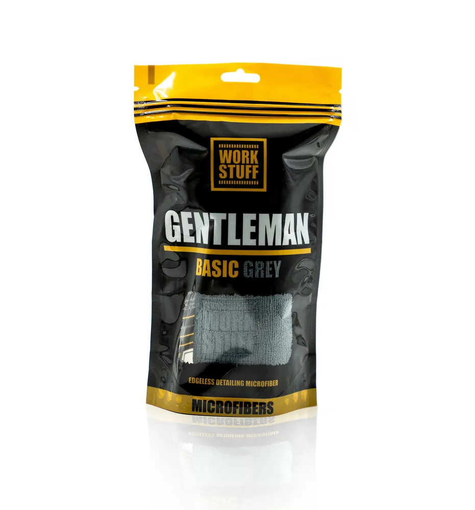 WORK STUFF GENTLEMAN Basic Gray- Laser-Cut Edges Microfiber Cloth for Car Cleaning