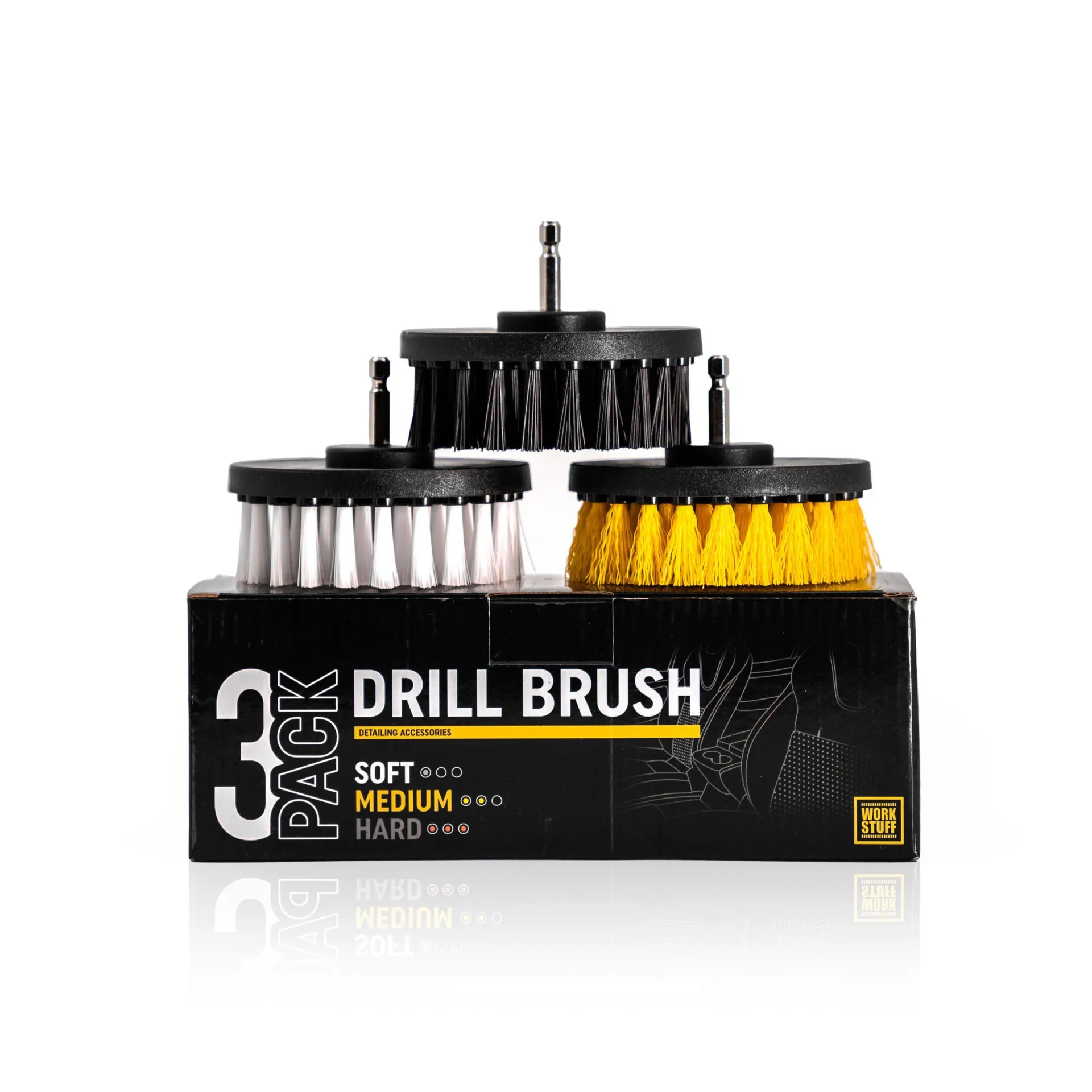 Drill Brush set for car detailing upholstery seats and carpets