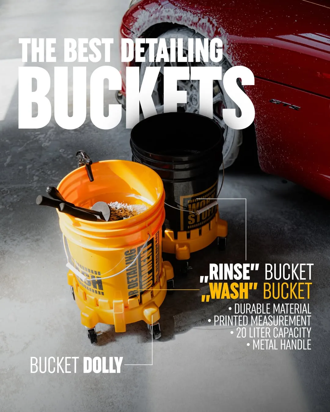 Work Stuff detailing buckets for safe car washing