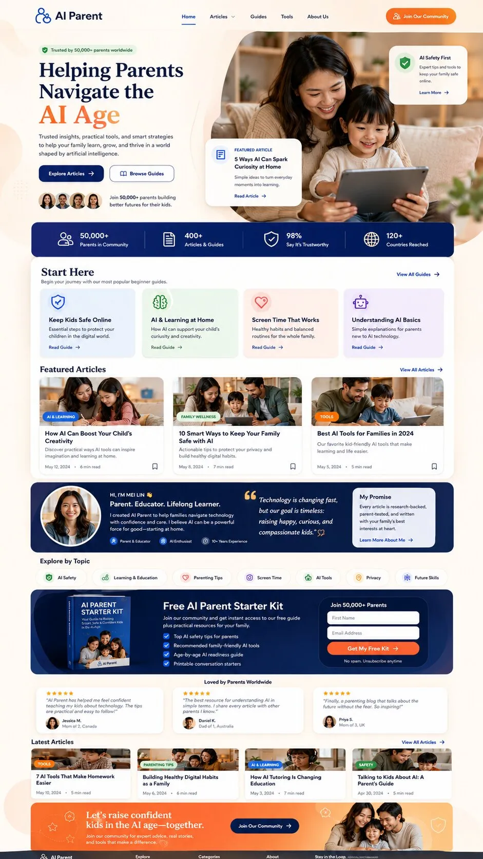 AI Parent website design by Artbreeze
