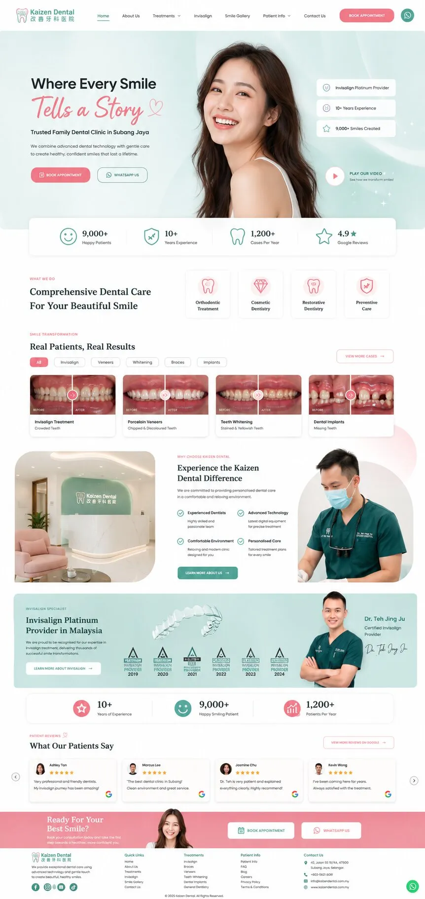 Kaizen Dental website design by Artbreeze