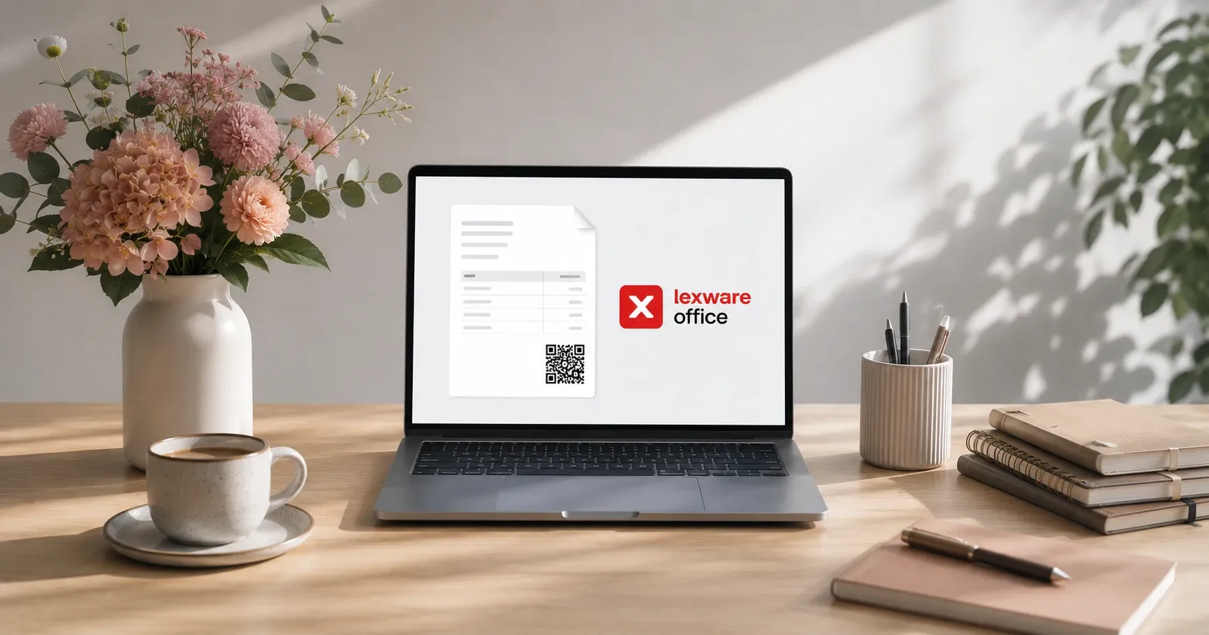 E-Rechnung erstellen in Lexware Office am Laptop