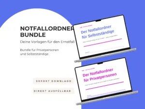 Notfall Ordner Bundle; für Selbstständige und Privatpersonen 1 Notfall Ordner Bundle für Selbstständige und Privatpersonen