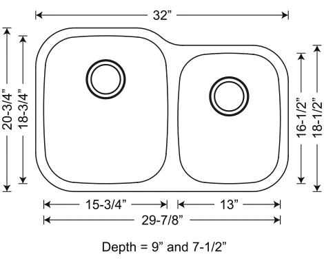 SIS-201 ORION – 1-3/4 Double bowl kitchen sink