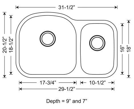 SIS-203 HERCULES – 1-1/2 Double bowl kitchen sink