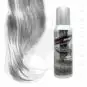 Flacon de spray Manic PAnic Argent et visualisation du rendu sur mèche de cheveux