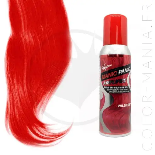 Bombe de spray cheveux rouge Manic Panic et mèche de résultat