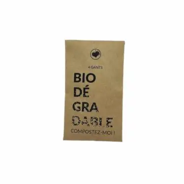 Emballage de 4 gants biodegradables chez Color-Mania